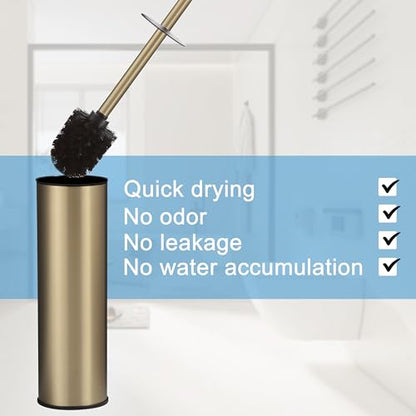 BGL Brushed Gold Toilet Brush and Holder,Stainless Steel Toilet Brushes for Bathroom with Holder - color: Brushed Gold