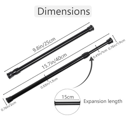 Tension Rods, 4 Pack Adjustable Spring Steel Cupboard Bars 10-16 Inches Tension Curtain Rod Shower Rod Closet Rod Small Tension Rods, (Black, 10-16 in-4 Pcs) - color: Black, size: 10-16"-4Pcs