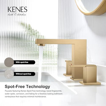 Champagne Bronze Widespread Bathroom Faucet 3 Hole Vanity Faucet | Bathroom Sink Faucet with Pop Up Drain & Supply Lines, Lead-Free cUPC & NSF Certified, 8 Inch Faucet for Vanity Restroom Sink - color: Champagne Bronze