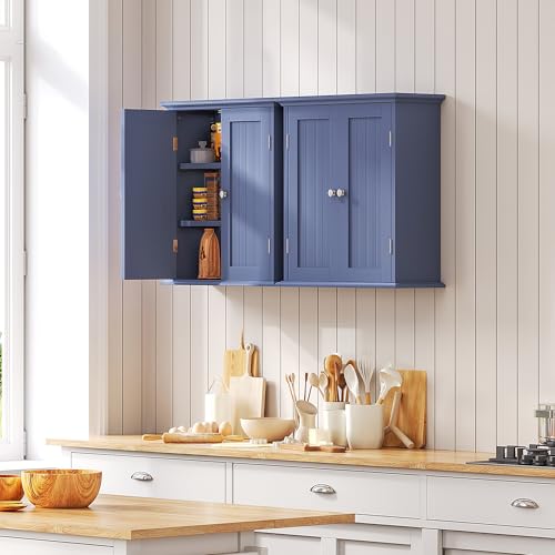 ChooChoo Bathroom Wall Cabinet with 2 Doors, Over The Toilet | 8.8"D x 21.1"W x 24"H, Medicine Cabinet, Adjustable Shelves, Cupboard, Navy Blue - color: Navy Blue, size: 8.8"D x 21.1"W x 24"H