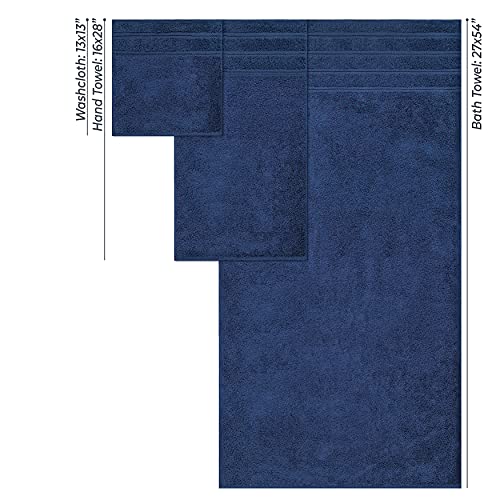 American Soft Linen 100% Carde Cotton 6 Piece Towel Set, 590 GSM Heavy Weight Soft Absorbent Turkish Towels for Bathroom, Royal Blue - color: Royal Blue