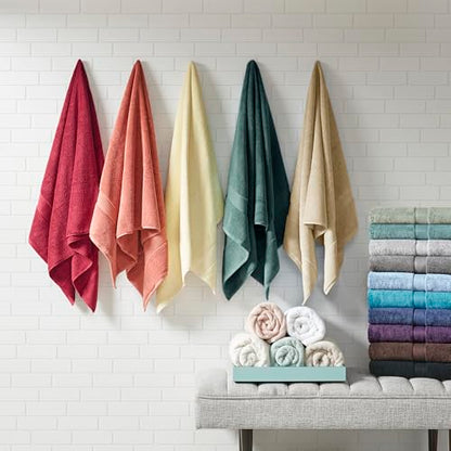 Madison Park 800GSM 100% Cotton Bathroom Bath Towel Set of 8, Black | Long Staple, Highly Absorbent, Durable Hotel Spa Quality, Quick Dry, Double Stitched Hems, Lint Reducing, OEKO-TEX Certified - color: Black, size: Multi-Sizes