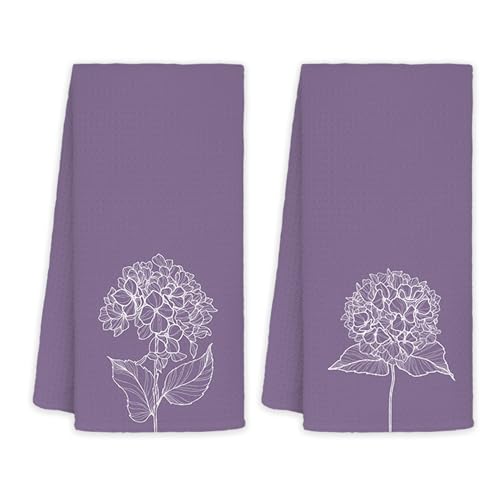 JINYO Minimalist Purple Hydrangea Floral Hand Towels for Bathroom, Neutral Botanical Decorative Towels for Kitchen Spa Guest Bathroom Decor, Flower Decor Dish Tea Towels, 16x24 Inch Set of 2 - color: Minimalist Floral Towels-10