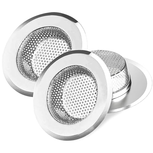 3pcs Heavy Duty Stainless Steel Slop Basket Filter Trap, 4.5" Top / 2.95" Mesh Metal Sink Strainer,Perfect for Kitchen Sink/Bathroom Bathtub Wash Basin Floor Drain Balcony Drain Hole,Utility - size: 4.5" 3pcs