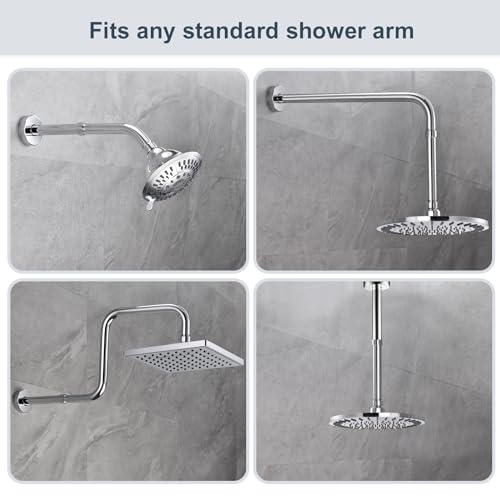 BRIGHT SHOWERS Shower Arm Extender for Rain and Handheld Shower Head, 6 Inch Shower Head Extension Arm, Shower Pipe Extension for Extending or Lowering Showerhead, Chrome - color: Chrome, style: 6 Inch Extension