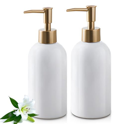 Gold Refillable Dish Soap Dispenser for Kitchen Sink,Hand Soap Dispenser Bottle for Bathroom Countertop Sink (white-2pcs) - color: White-2pcs