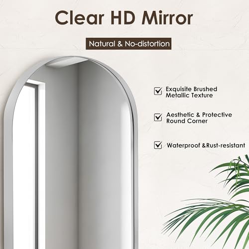 SogesHome 3-Tier Medicine Cabinet with Shelf, Home Storage Bathroom Wall-Mounted & Recessed Mirror Cabinet for Bathroom, Bedroom, (Arched,Silver) - color: Silver