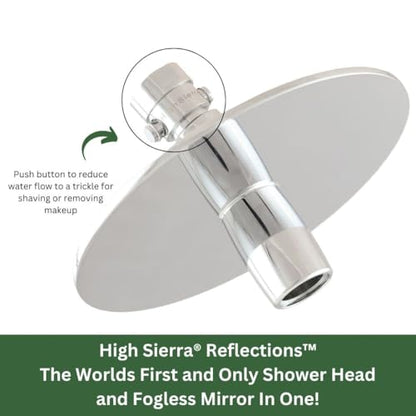 High Sierra® Solid Lead-Free Metal NEW Gen 3 'Reflections with Trickle Valve 1.25 GPM. High Efficiency Ultra Low flow Shower Head & Self-Heating 6” Fogless Mirror In One. Brushed Gold Finish - color: Brushed Gold, size: 1.25 GPM