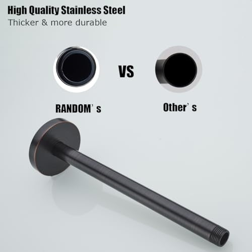 RANDOM Straight Shower Arm with Flange Oil Rubbed Bronze 12 Inches Ceiling Mount Shower Head Extension Arm Ceiling-Mounted For Fixed Shower Head.RD-91038-12-ORB - color: 12″Oil Rubbed Bronze(Round Flange)