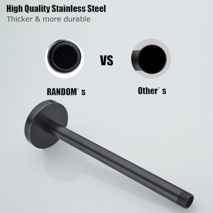 RANDOM Straight Shower Arm with Flange Oil Rubbed Bronze 12 Inches Ceiling Mount Shower Head Extension Arm Ceiling-Mounted For Fixed Shower Head.RD-91038-12-ORB - color: 12″Oil Rubbed Bronze(Round Flange)