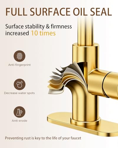 Bathroom Faucets, Bar Sink Faucet Single Hole for Bathroom Kitchen Campers with Pop-Up Drain Hose, Suitable for Farmhouse Vanity Lavatory - color: Brushed Gold, style: Classic