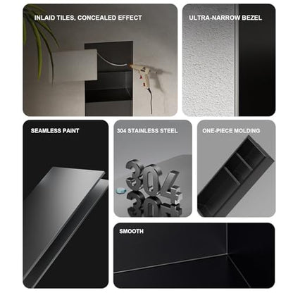 Recessed Toilet Paper Holder with Trash Storage Cabinet,Recessed Wall Niche Tile Decoration,Hidden Wall-Mounted Tissue for Bathroom Remodel,Space-Saving