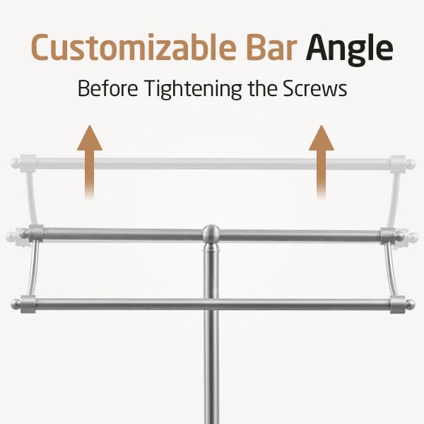 KES Anti Wobble Free Standing Towel Rack with 3X Thick Weighted Marble Base | 2-Tier Towel Rack Stand for Bathroom Floor, Rustproof 18/8 Stainless Steel, Antique Brushed Steel, Anti-Slip Pads Included - color: Brushed Steel