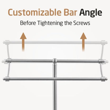 KES Anti Wobble Free Standing Towel Rack with 3X Thick Weighted Marble Base | 2-Tier Towel Rack Stand for Bathroom Floor, Rustproof 18/8 Stainless Steel, Antique Brushed Steel, Anti-Slip Pads Included - color: Brushed Steel