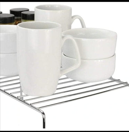 Expandable Under Sink Organizer Shelf | Stainless Steel Adjustable Storage Rack | Multipurpose Cabinet Organizer for Kitchen, Bathroom, Laundry & Utility Room | Space Saving Storage Shelf
