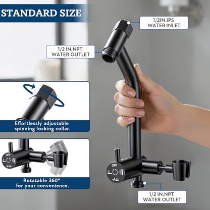 G-Promise All Metal Shower Diverter with Low Handheld Holder (Matte Black) | 6 Inch Downward-Extend Bracket for All Heights, 4 Spray Modes with Pause Mode, Anti-Leak, Easy Install, Universal Replacement - color: Matte Black, size: Lower 6 Inch