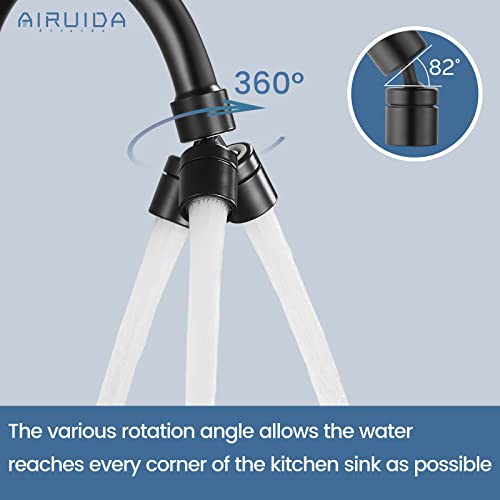 Airuida 8 Inch Matte Black Wall Mount Kitchen Sink Faucet | 2 Handle Kitchen Faucet,without Adapter,360° Swivel Spout,Commercial Sink Faucet,for Laundry Utility - color: Matte Black