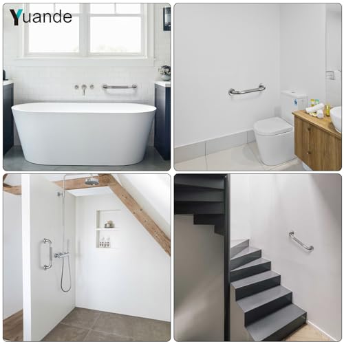12 Inch Anti Slip Shower Grab Bar,YuanDe Brushed Nickel Bath Grab Bar | Stainless Steel Knurled Bathroom Safety Rail,Shower Handrail Support, Handicap Elderly Balance Assist Handles-1" Diameter - color: Brushed Nickel, size: 12inch-2Pack
