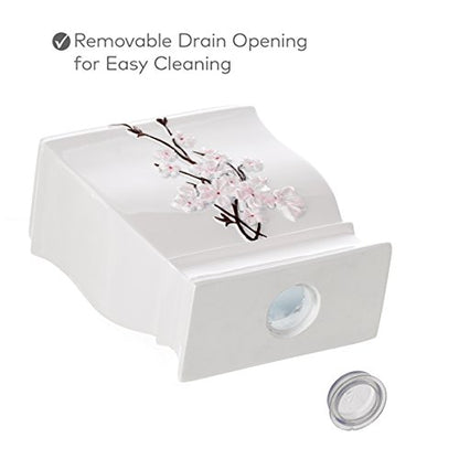 Vanda Cherry Blossom 4 Piece Resin Bathroom Accessories Set | Includes Soap Dispenser, Toothbrush Holder, Tumbler Cup & Soap Dish - style: 4 Piece Set