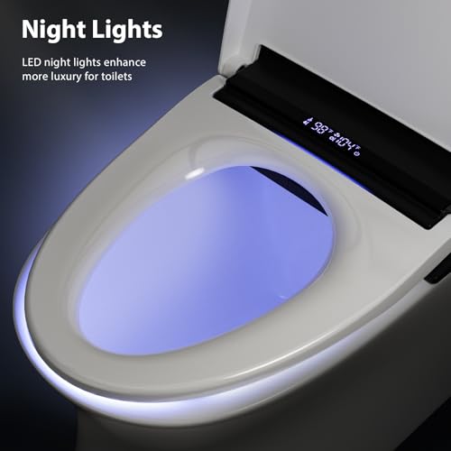 Baotree Electric Toilet Seat, Elongated Smart Heated Toilet Seat with Warm Water & Dryer, Feminine & Child Hip Wash, Wireless Remote, Self-Clean, Stainless Steel Nozzle, Adjustable Water Pressure - color: Black