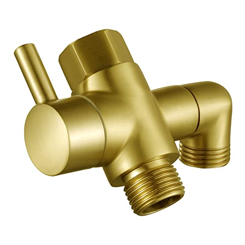 Metal Shower Diverter Valve, YDmeet 3 Way Shower Head Diverter for Handheld Showerhead and Fixed Rainfall Shower Head, Universal G1/2 Bathroom Shower System Replacement Part, Brushed Gold - color: Brushed Gold