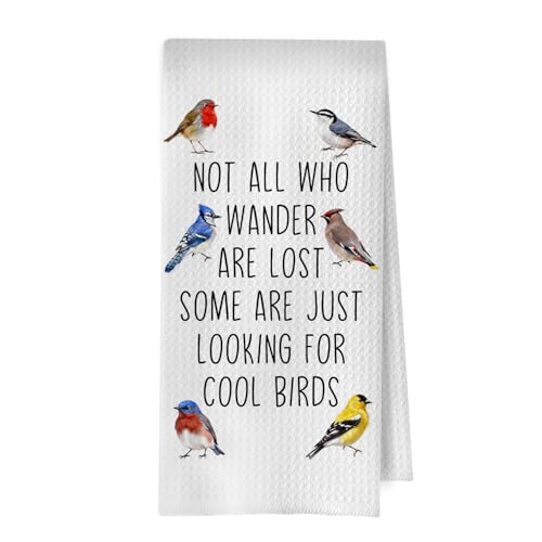 Bird Gifts Kitchen Towels - Funny Birds Farmhouse Decorative Waffle Dish Towels, Bird Watching Gifts Hand Towel, Birds Tea Towel, 16x24 Inch - color: Birdwatching-07