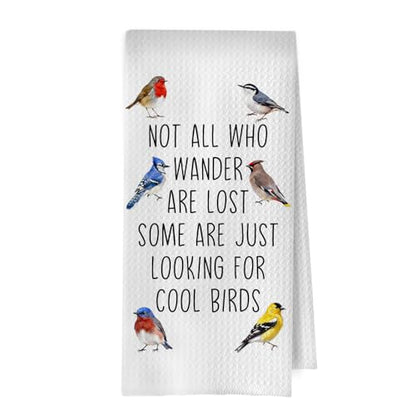Bird Gifts Kitchen Towels - Funny Birds Farmhouse Decorative Waffle Dish Towels, Bird Watching Gifts Hand Towel, Birds Tea Towel, 16x24 Inch - color: Birdwatching-07