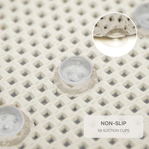 Bathtub Mat Non Slip, Soft Foam Bath Mat for Tub, Bathtub Mat with Drain Holes, Suction Cups Shower Mat (Ivory, 36''X17'') - color: Ivory