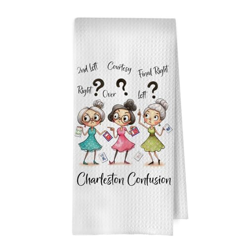 Charleston Confusion Kitchen Towels - Funny Mahjong Gifts Decorative Waffle Dish Towels, Mah Jong Gift Hand Towe, Mahjong Players Lovers Tea Towel, 16x24 Inch - color: Charleston Confusion