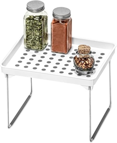 madesmart Small Stacking Shelf, Organizer for Spices, Make-Up, Bottles & Jars, Collapsible Legs for Cabinet or Counter Storage, White (Pack of 6) - size: Small (Pack of 6)
