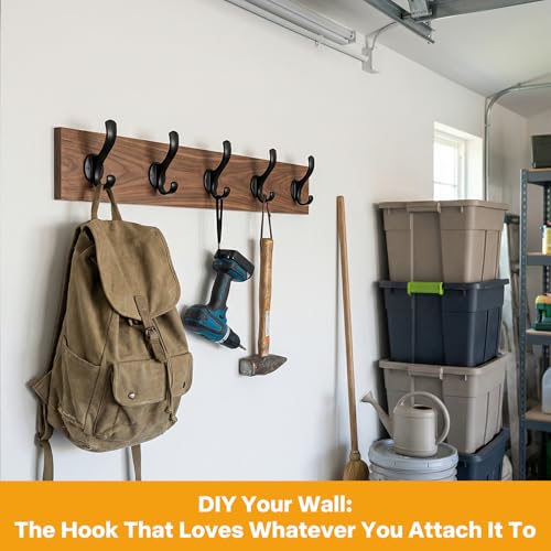 Coat Hooks Heavy Duty - Wall Mount Metal Towel Hooks Screw-in Wall Hooks for Hanging Hat, Towel, Key, Robe, Scarf, Bag, Cap (6 PCS Black) - color: Black