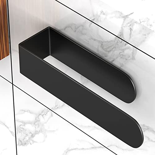 HUFEEOH Hand Towel Holder, Black Hand Towel Bar, Stainless Steel Self Adhesive Bathroom Towel Bar Stick on Wall - color: Black, size: 8 Inch