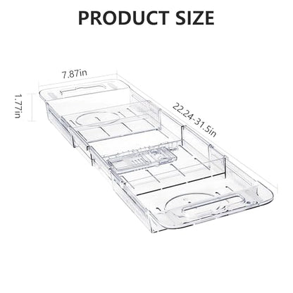 Adjustable Bathtub Tray (22-31 Inch) - Clear Acrylic Bath Caddy with Non-Slip Pads, Expandable Spa Organizer for Drinks, Books & Phone, Ideal Gift for Housewarming or Anniversary