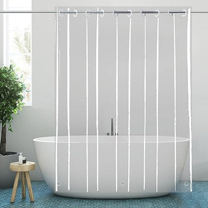 Clear Shower Curtain Liner 84 Inches Long Hook Free PEVA Waterproof | No Hook Needed Tall Shower Liner PEVA Plastic Vinyl Waterproof Heavy Duty Transparent 72x84 Inches - color: Clear, size: 72"W x 84"L (Pack of 1)