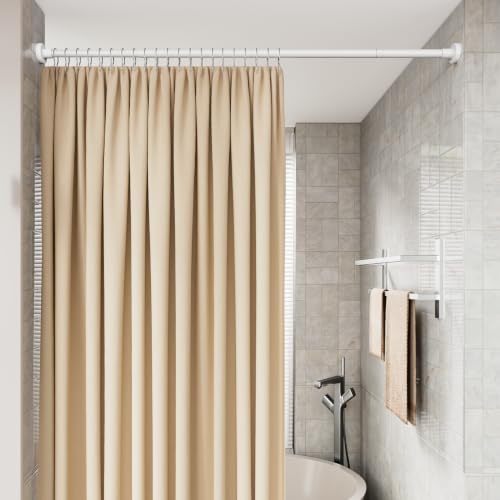 HYSEYY Heavy Duty Shower Curtain Rod,26-80inch Adjustable Tension Rod White | No Drilling Shower Rods for Bathroom, 1" Diameter Spring Tension Curtain Rod, Non Slip Rust Proof Curtain Rod for bathtubs - color: White