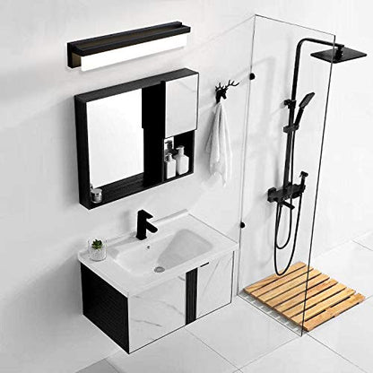LED Bathroom Vanity Light Fixture Over Mirror 24.4 inch Modern Rectangle Black Matte Metal Lighting Bar 4000K Daylight Wall Sconce (Black) - color: Black, size: 24 inch