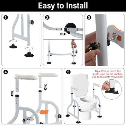 Neoaider Toilet Safety Rails with Adjustable Handrails, 300 Lbs Weight Capacity Toilet Rails, Toilet Safety Frames & Rails for the Elderly, Pregnant Women, Patients