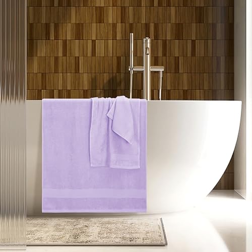 8 Piece Towel Set 100% Ring Spun Cotton, 2 Bath Towels 27x54, 2 Hand Towels 16x28 and 4 Washcloths 13x13 - Ultra Soft Highly Absorbent Machine Washable Hotel Spa Quality - Purple - color: Purple, size: 8 Piece Towel Set