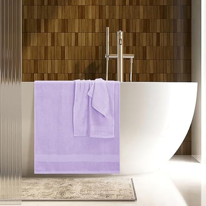 8 Piece Towel Set 100% Ring Spun Cotton, 2 Bath Towels 27x54, 2 Hand Towels 16x28 and 4 Washcloths 13x13 - Ultra Soft Highly Absorbent Machine Washable Hotel Spa Quality - Purple - color: Purple, size: 8 Piece Towel Set