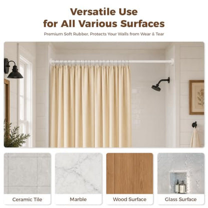 HYSEYY Heavy Duty Shower Curtain Rod,26-80inch Adjustable Tension Rod White | No Drilling Shower Rods for Bathroom, 1" Diameter Spring Tension Curtain Rod, Non Slip Rust Proof Curtain Rod for bathtubs - color: White