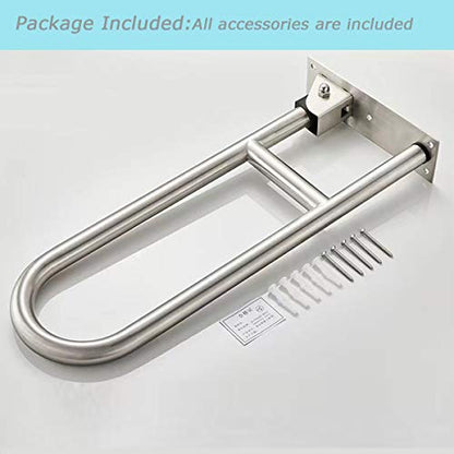 24 Inch Flip Up Toilet Grab Bar, Stainless Steel Bathroom Safety Rail | Wall Mounted Support Bar, Non-Slip Surface, 330LBS Load Capacity, Ideal for Disabled, Elderly, Pregnant Women - style: 24Inch