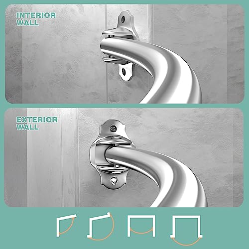 Mcrbeay Curved Shower Curtain Rod, Stainless Steel, Adjustable 48-85 inch | Heavy Duty, Extra Wide Round Shower Rod for Bathroom, Shower Stall, Bathtub, Rustproof, Brushed Nickel - color: Brushed Nickel, size: 48-85 Inches