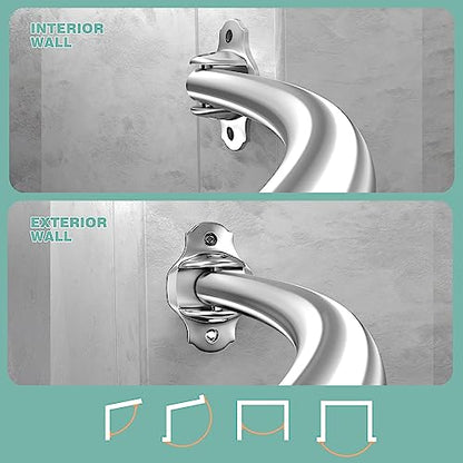 Mcrbeay Curved Shower Curtain Rod, Stainless Steel, Adjustable 48-85 inch | Heavy Duty, Extra Wide Round Shower Rod for Bathroom, Shower Stall, Bathtub, Rustproof, Brushed Nickel - color: Brushed Nickel, size: 48-85 Inches
