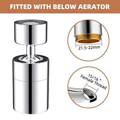 360 Degree Swivel Sink Faucet Aerator, Big Angle High Pressure Large Flow Dual Function Kitchen Faucet Aerator, 55/64" Female Thread, Polished Chrome | Big Angle High Pressure Large Flow Dual Function Kitchen Faucet Aerator, 55/64" Female Thread