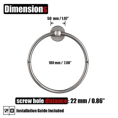 JQK Towel Ring, 304 Stainless Steel Hand Towel Holder for Bathroom, Brushed Finished Wall Mount, TR130-BN - color: Brushed
