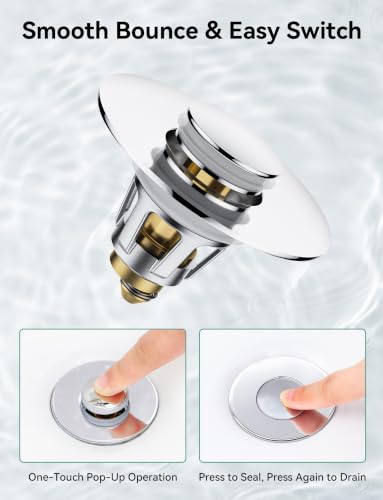 Bullet Core Bathroom Sink Stopper, 1 Pack Universal Pop-Up Drain Plug Fits 1.1–1.5 Inch US Standard Sinks