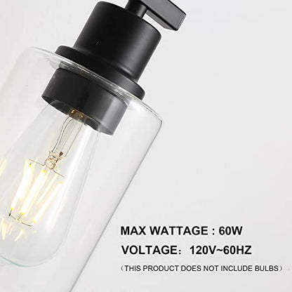 Bathroom Vanity Light Fixtures, 3-Light Matte Black Bathroom Lights, Wall Sconces with Clear Glass Shade for Hallway Farmhouse Bedroom Living Room - color: Black 3-Light
