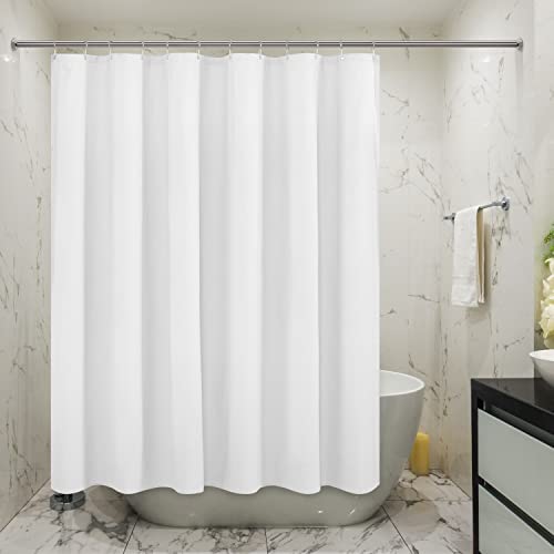 Embossed Microfiber Long Shower Curtain Liner 71 x 75, White | Machine Washable, Bottom Magnets, Water Repellent, 71x75 Inches Soft Fabric Shower Curtain for Bathroom - color: White, size: 71"W x 75"L (Pack of 1)