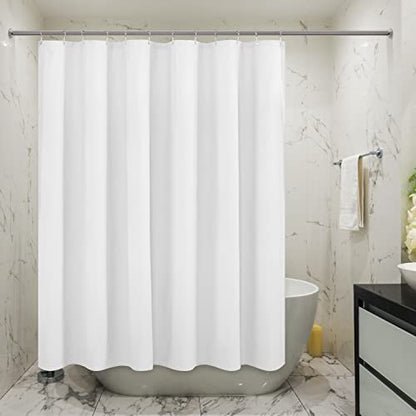 Embossed Microfiber Long Shower Curtain Liner 71 x 75, White | Machine Washable, Bottom Magnets, Water Repellent, 71x75 Inches Soft Fabric Shower Curtain for Bathroom - color: White, size: 71"W x 75"L (Pack of 1)