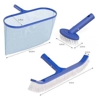 VINGLI 3-in-1 Pool Cleaning Kit for Above Ground&Inground Swimming Pools | Pool Maintenance Tools, Pools Maintenance Equipment with Pool Net, Pool Brush and SPA Brush - size: Style 3 : 3 in 1